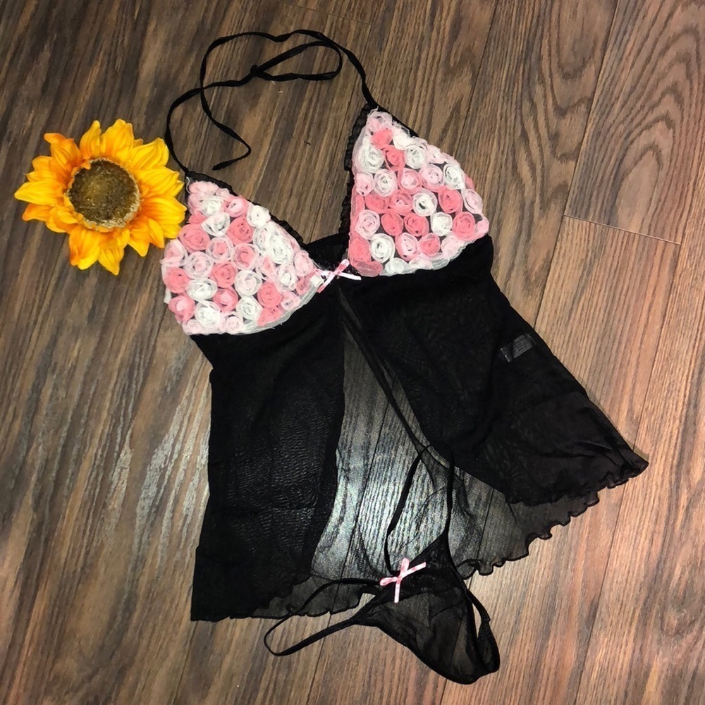 🦋B2G1🦋2Pc Mesh BabyDoll & GString ONE SIZE PLUS